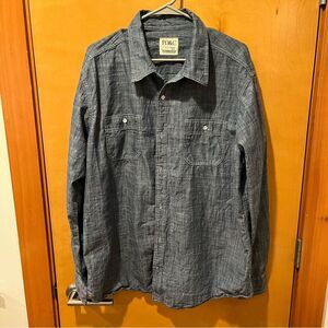 PD&C p d & c blue denim look xxl button down long sleeve shirt paper